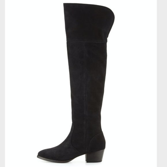 Frye Shoes - FRYE SUEDE CLARA BLACK OVER THE KNEE BOOTS